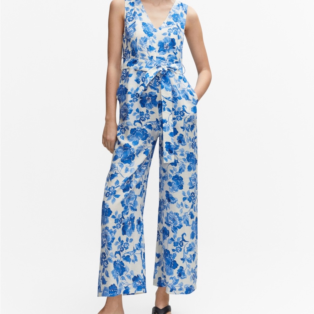 Blue floral Mango Jumpsuit